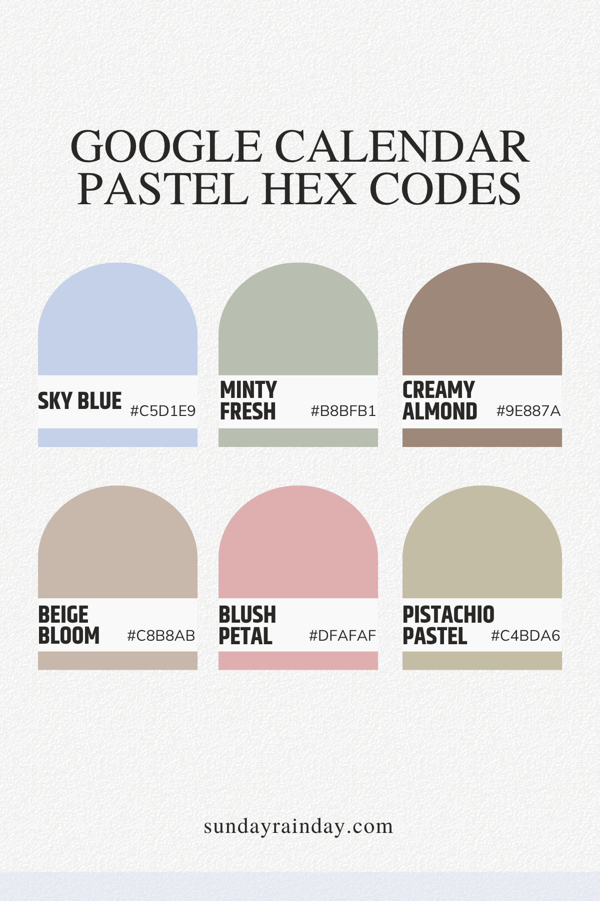 google calendar pastel hex codes