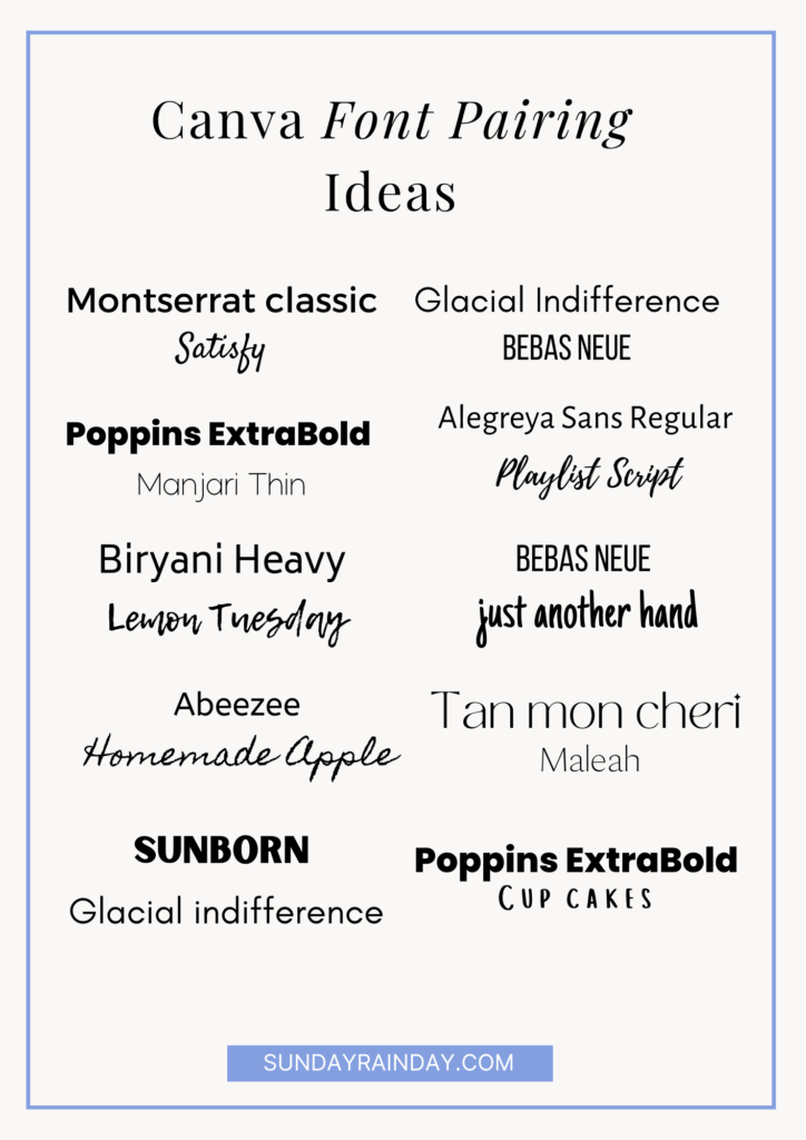 Canva free font pairing ideas